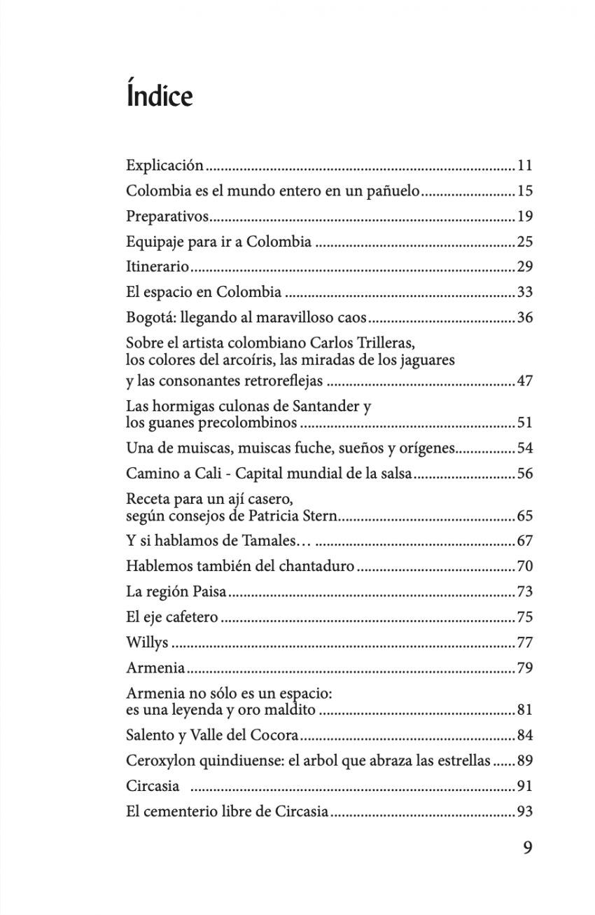 Lo que no te conté de Colombia Índice 1