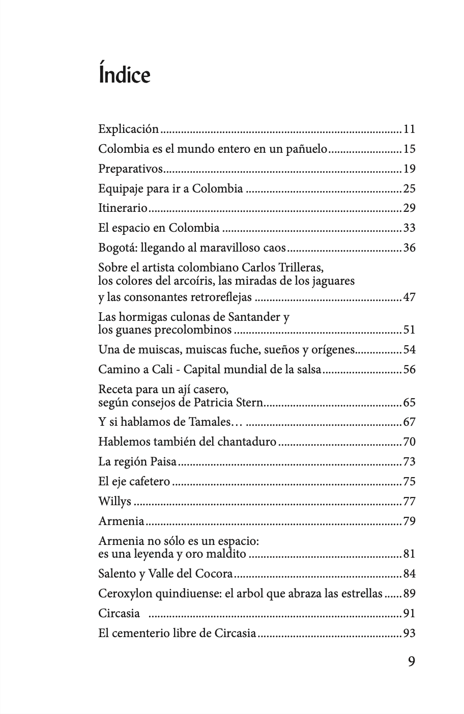 Lo que no te conté de Colombia Índice 1